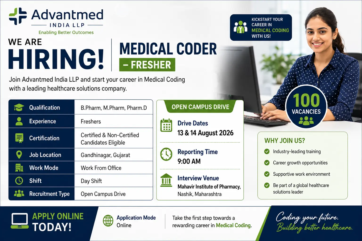 Advantmed Freshers Hiring Medical Coder Job