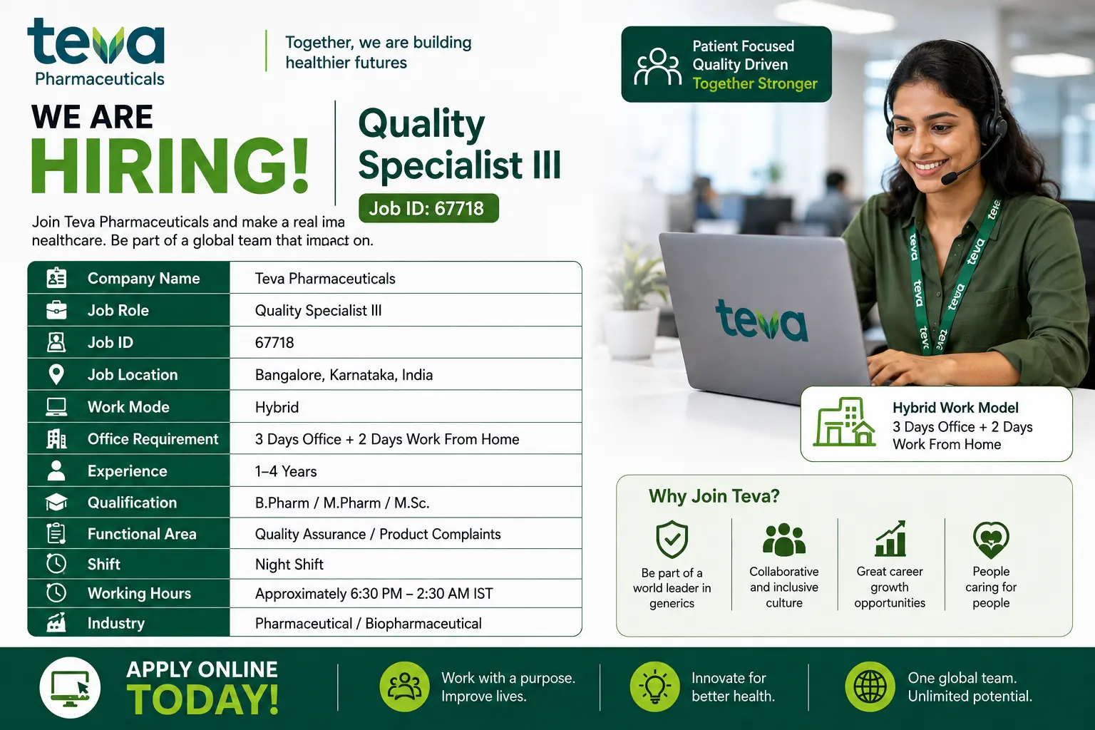 Teva Hiring Quality Specialist III