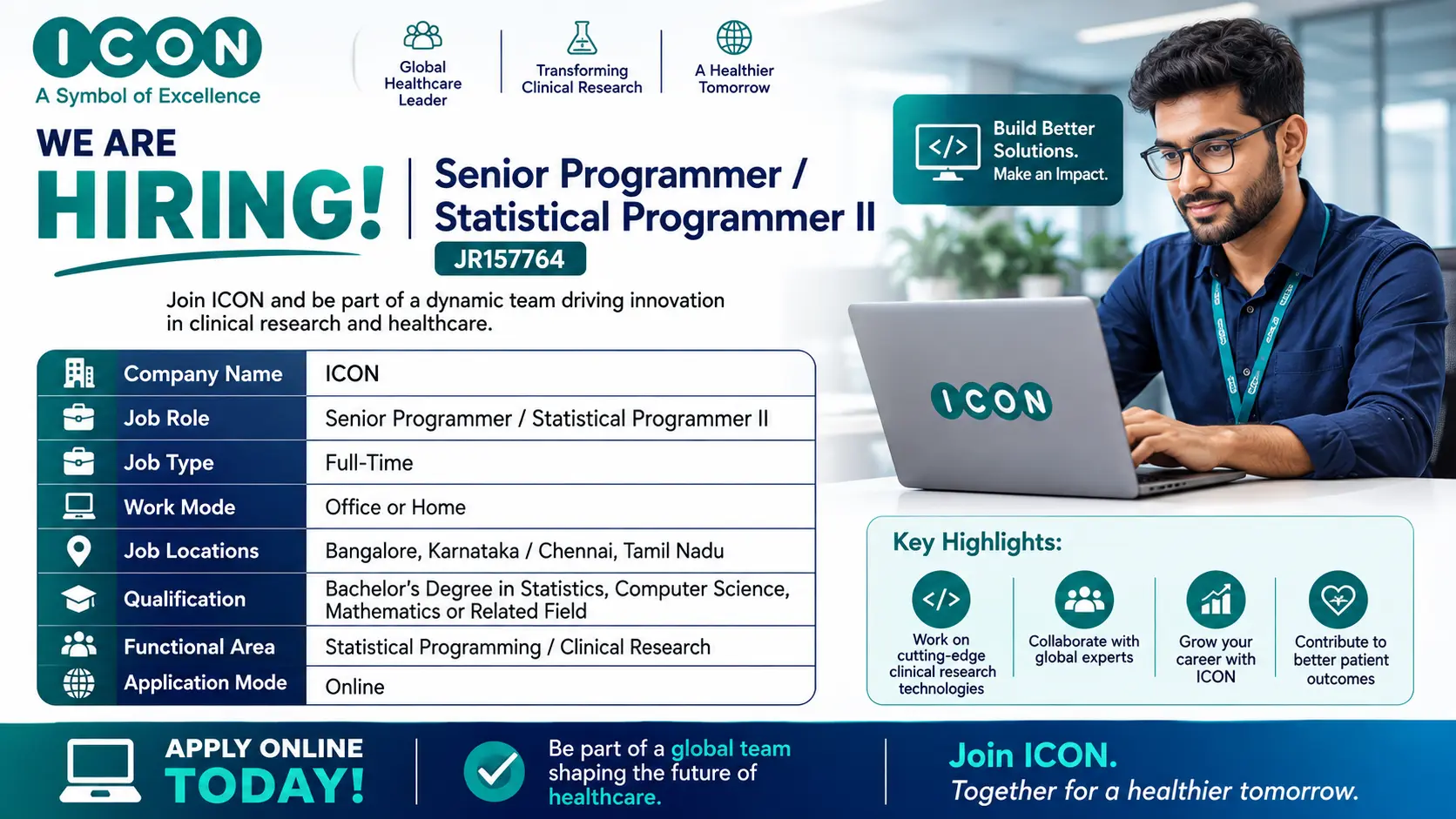 ICON Hiring for Senior Programmer Job in Bangalore & Chennai