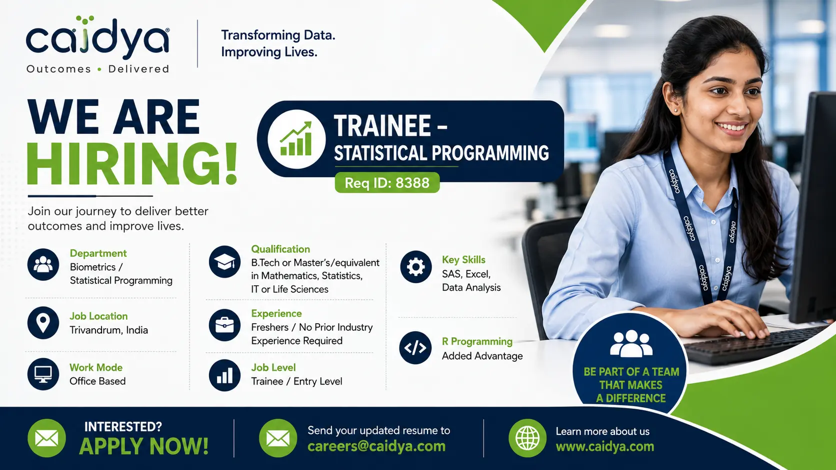 Caidya Hiring Freshers for Trainee Statistical Programming