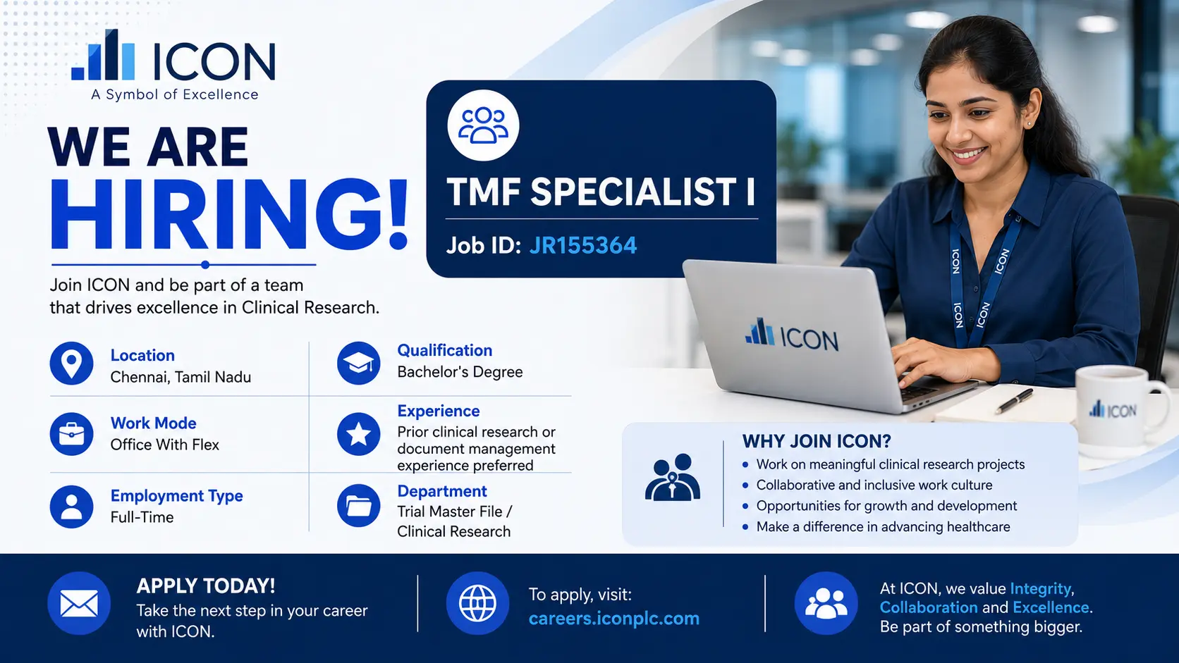 ICON Hiring for TMF Specialist I | Clinical Research Jobs in Chennai