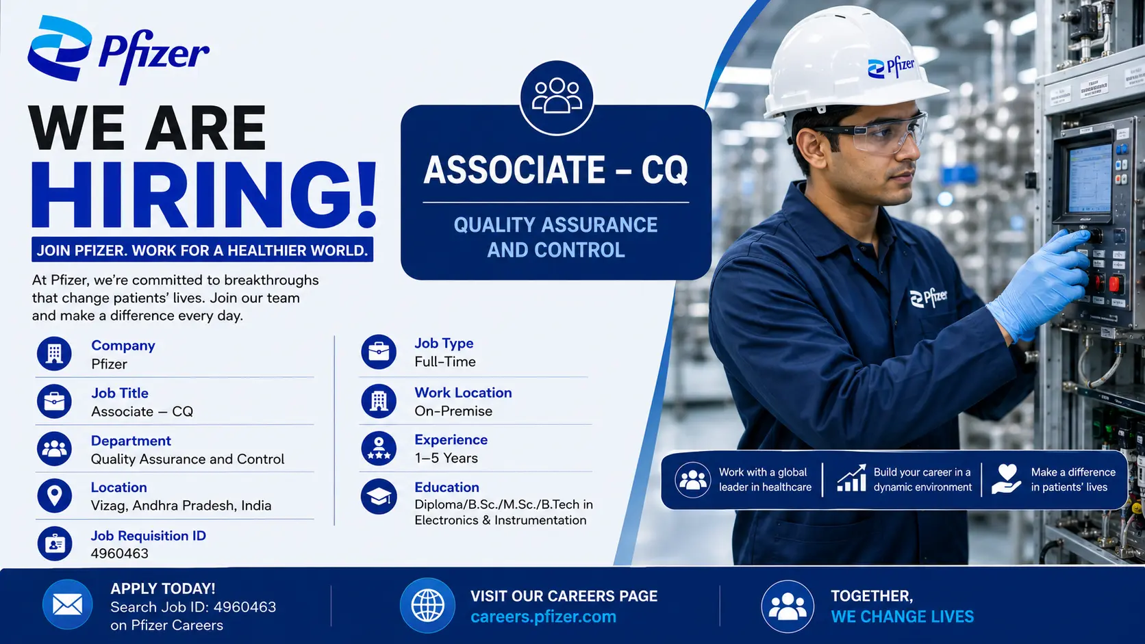 Pfizer Hiring Associate – CQ | Quality Control Jobs in Vizag