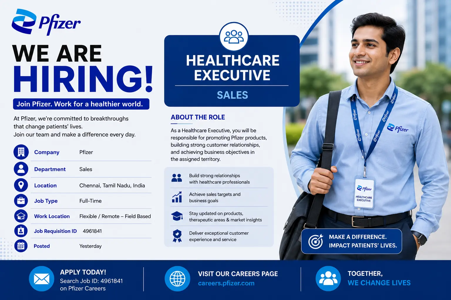 Pfizer Hiring Healthcare Executive | Sales Job in Chennai
