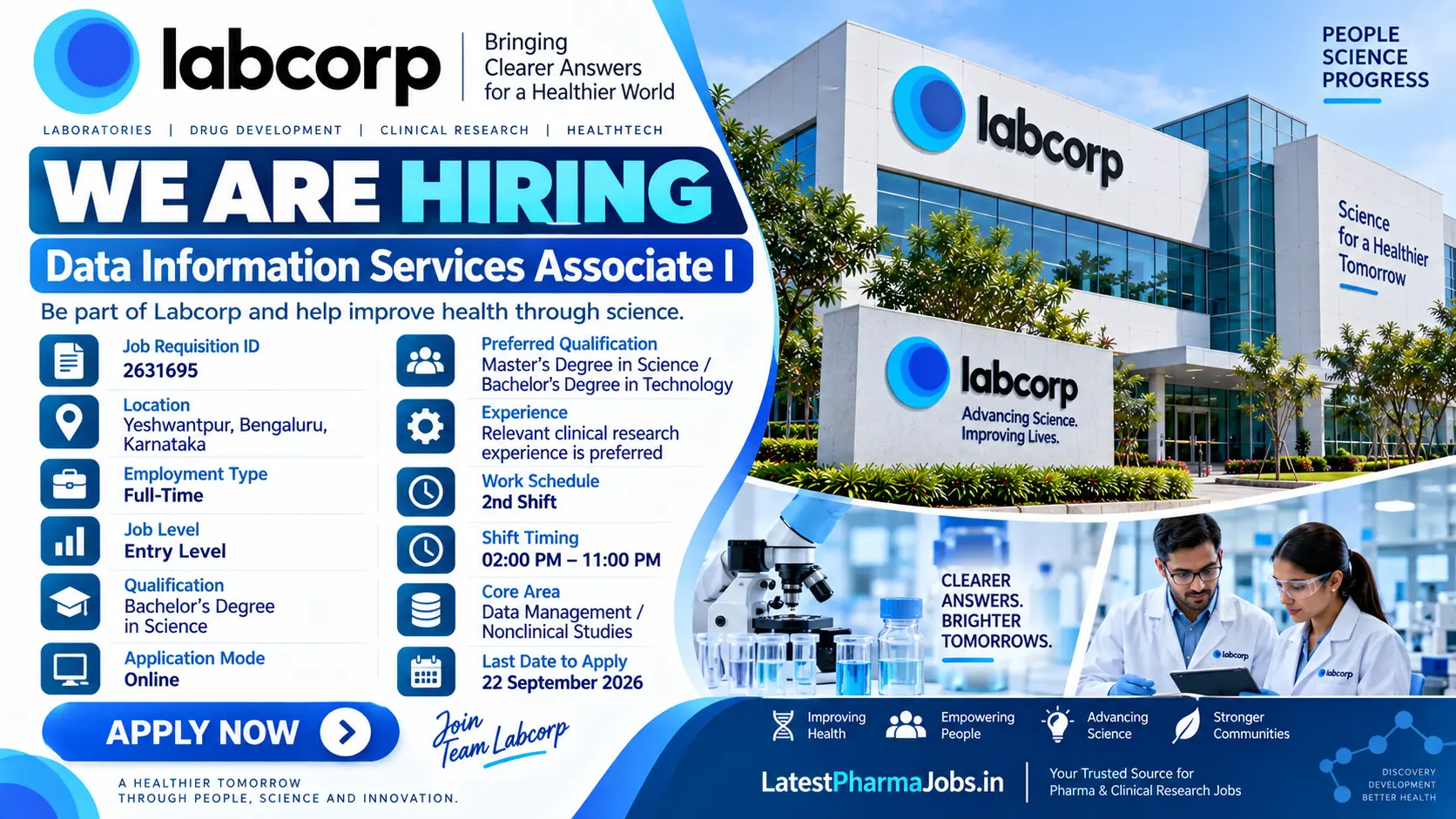 Labcorp Hiring Data Information Services Associate I Job in Bangalore