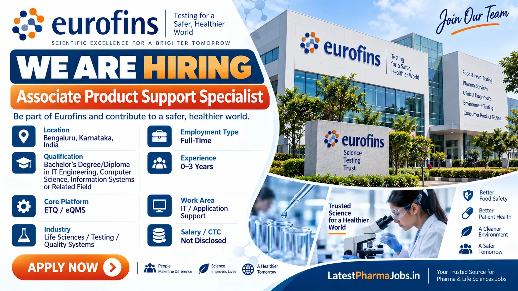 Freshers Jobs Hiring Associate Product Support Specialist Role at Eurofins
