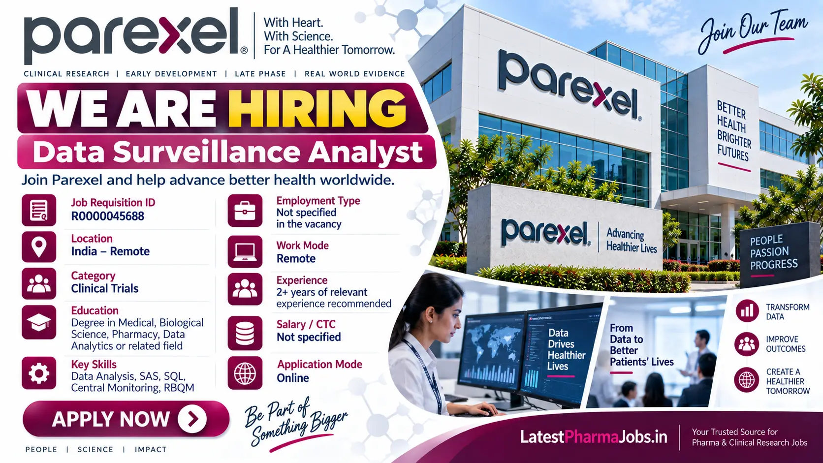 Parexel Remote Hiring Data Surveillance Analyst Job
