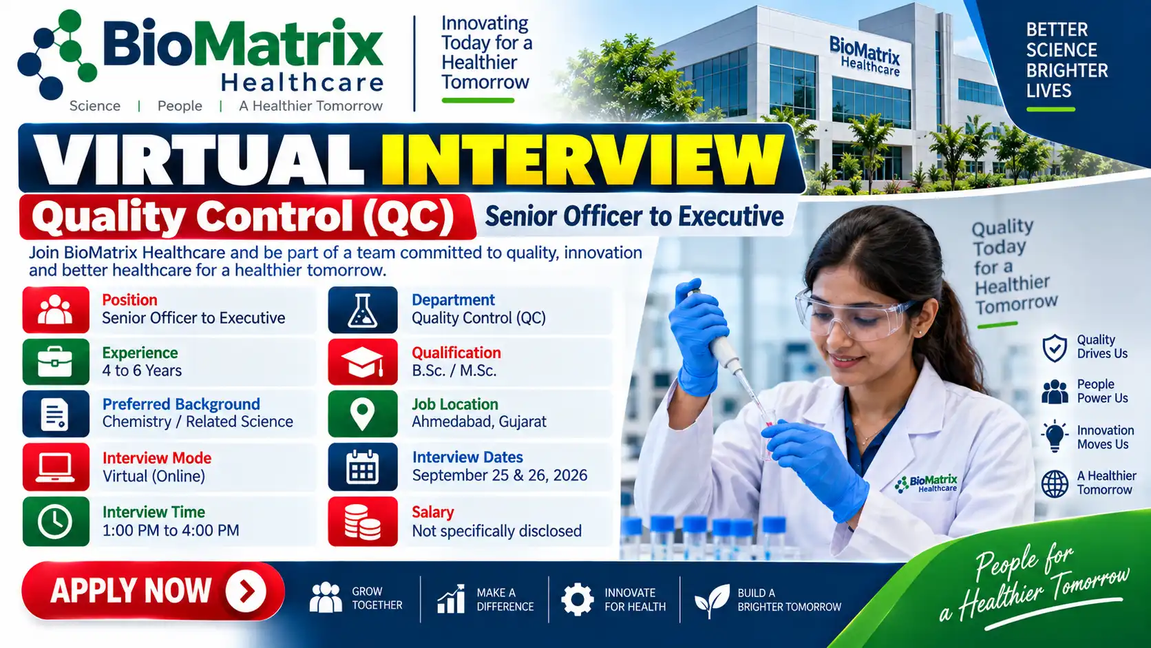 BioMatrix Healthcare Hiring QC Senior Officer to Executive Virtual Interview