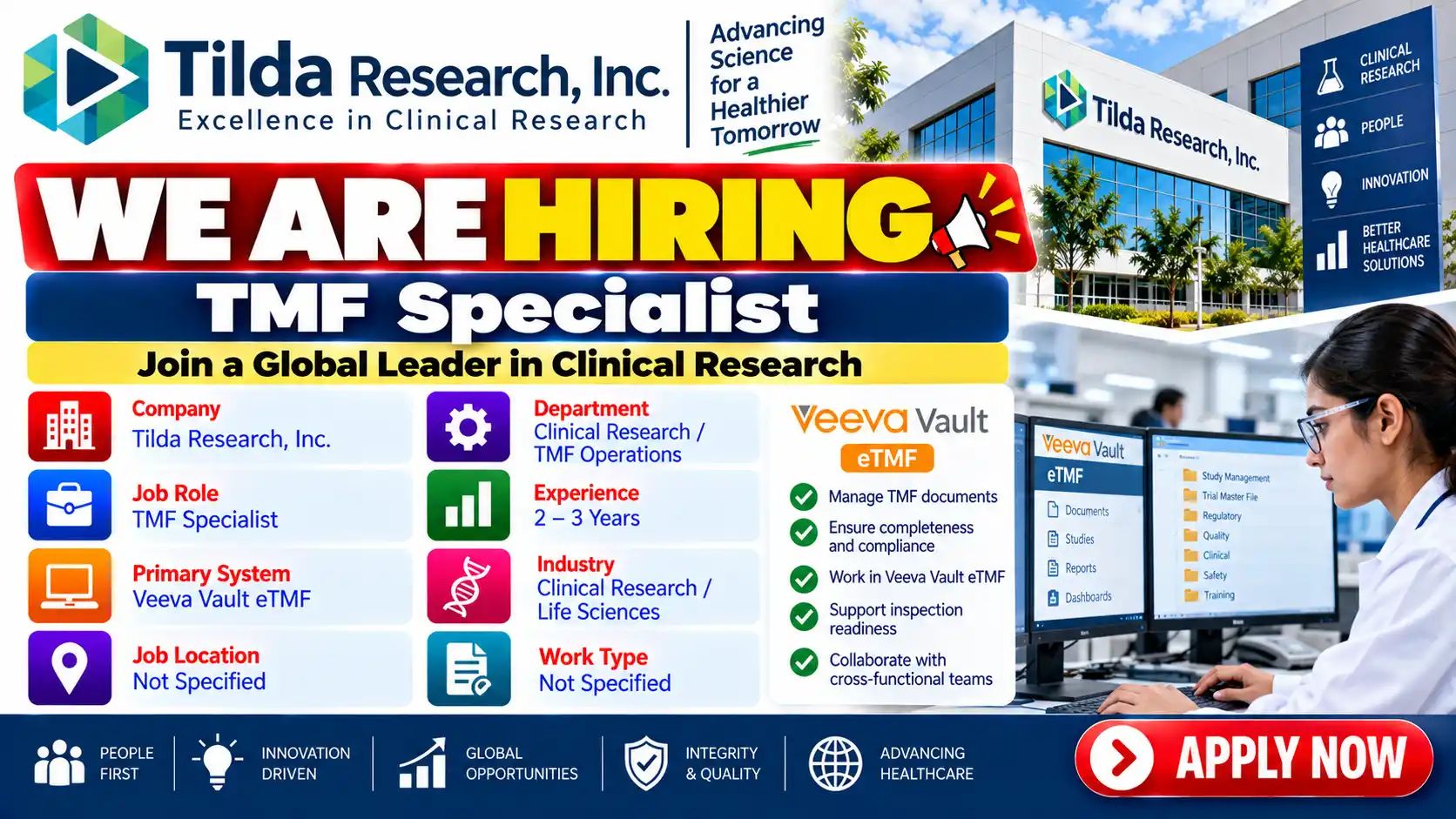 Tilda Research Hiring TMF Specialist Clinical Research Jobs