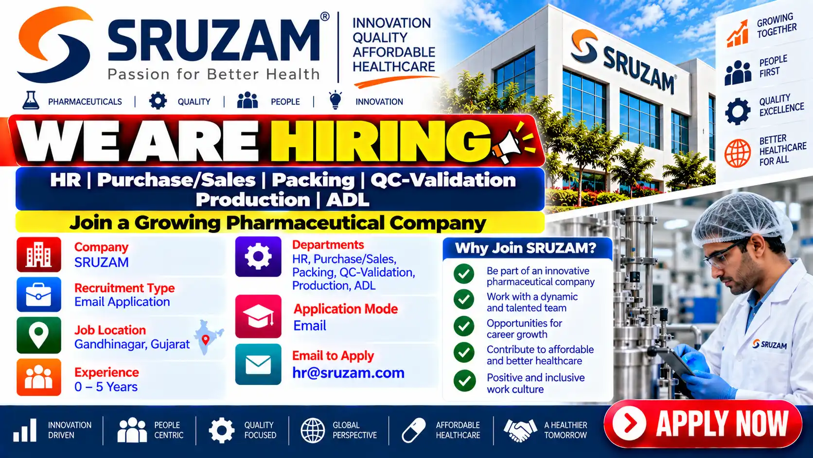 Freshers Hiring HR, QC, Production, Packing, Purchase & ADL Jobs