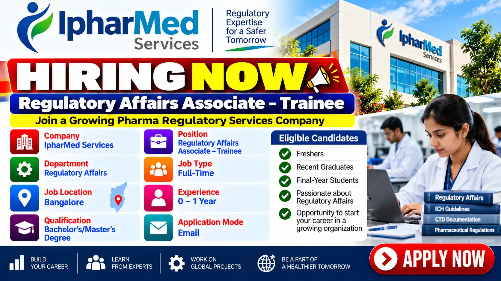 IpharMed Services Hiring for Regulatory Affairs Associate Trainee – Freshers