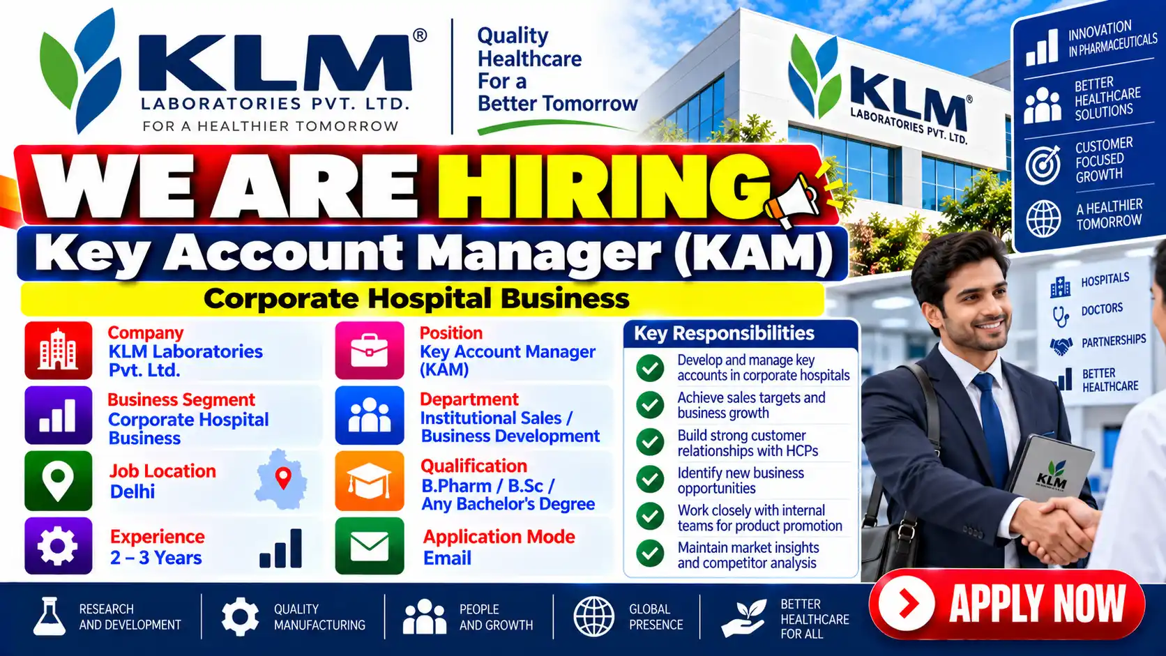 KLM Laboratories Hiring for Key Account Manager Jobs