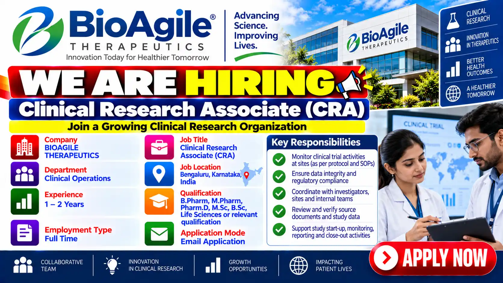 Clinical Research Associate Jobs at BIOAGILE THERAPEUTICS