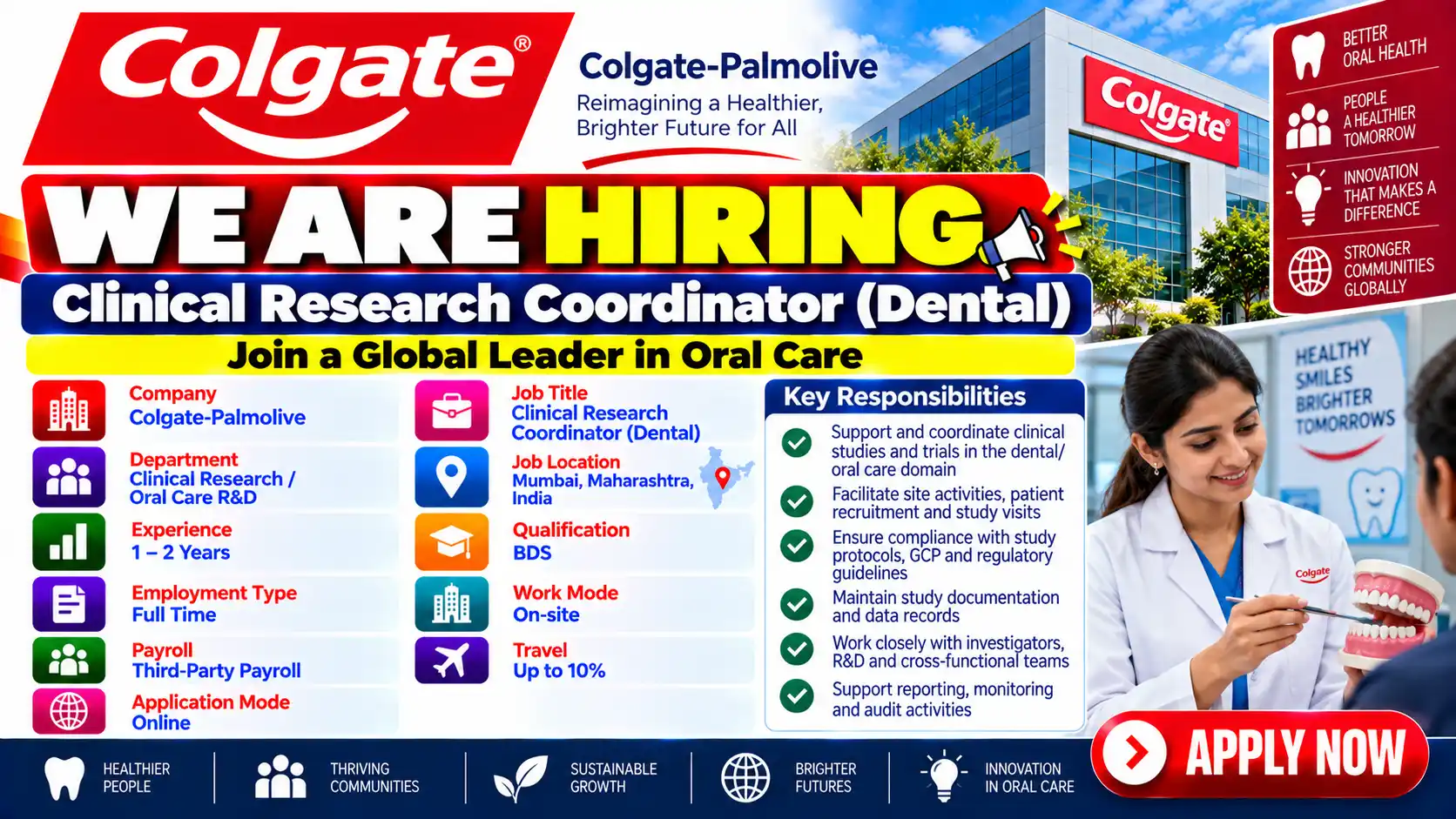 Colgate-Palmolive Hiring Clinical Research Coordinator, Dental Jobs