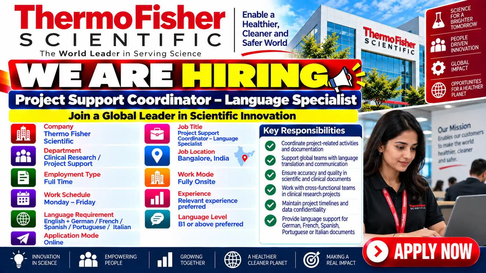 Thermo Fisher Scientific Hiring Project Support Coordinator