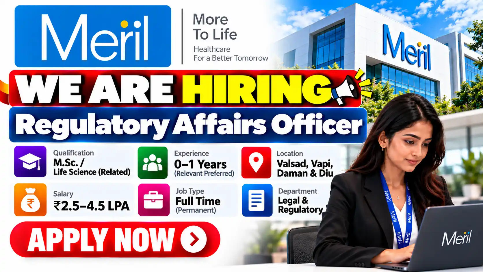 Meril Freshers Hiring Regulatory Affairs Officer Jobs