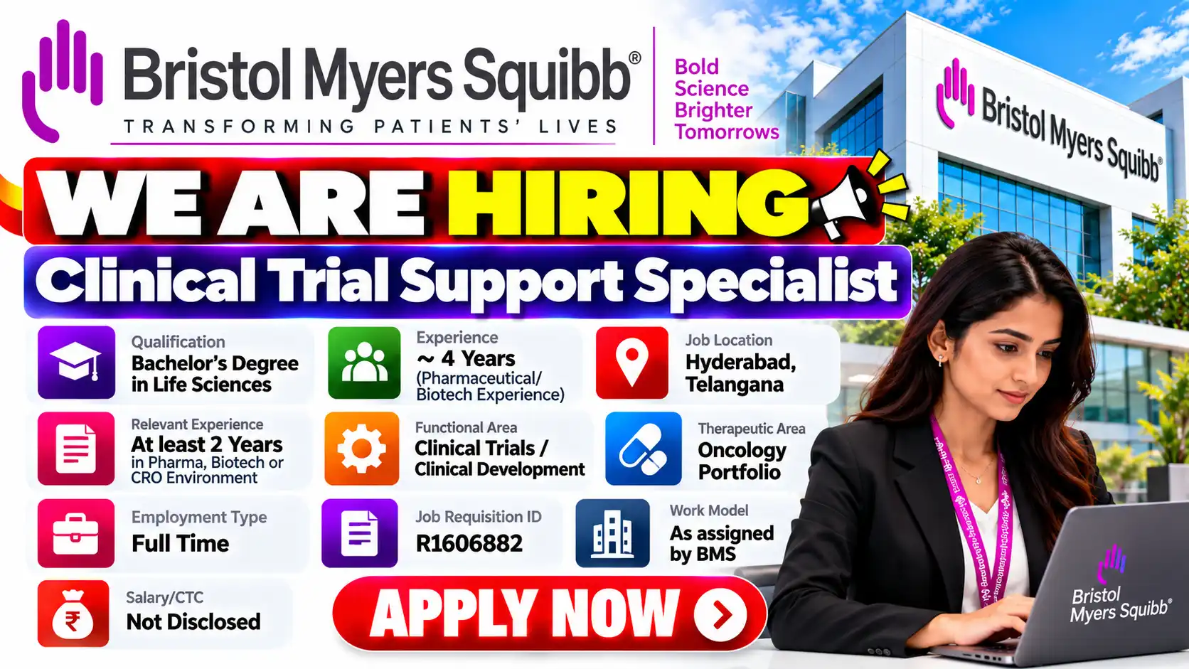 BMS Hiring Clinical Trial Support Specialist Job in Hyderabad