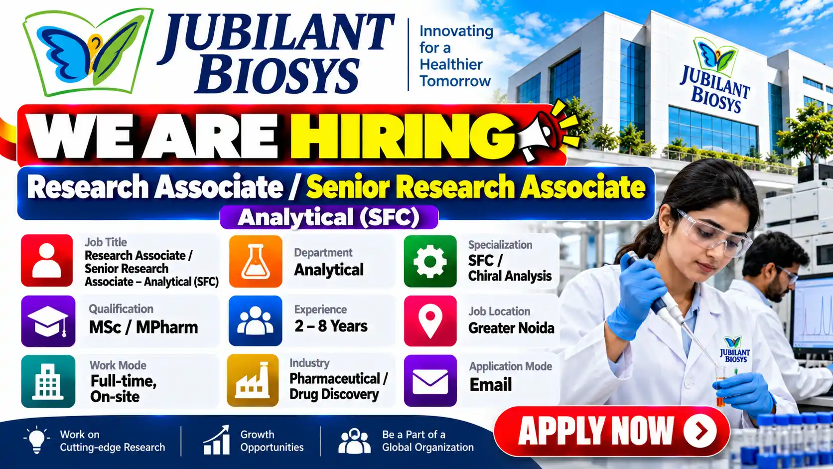 Jubilant Biosys Hiring Research Associate – Analytical SFC Job