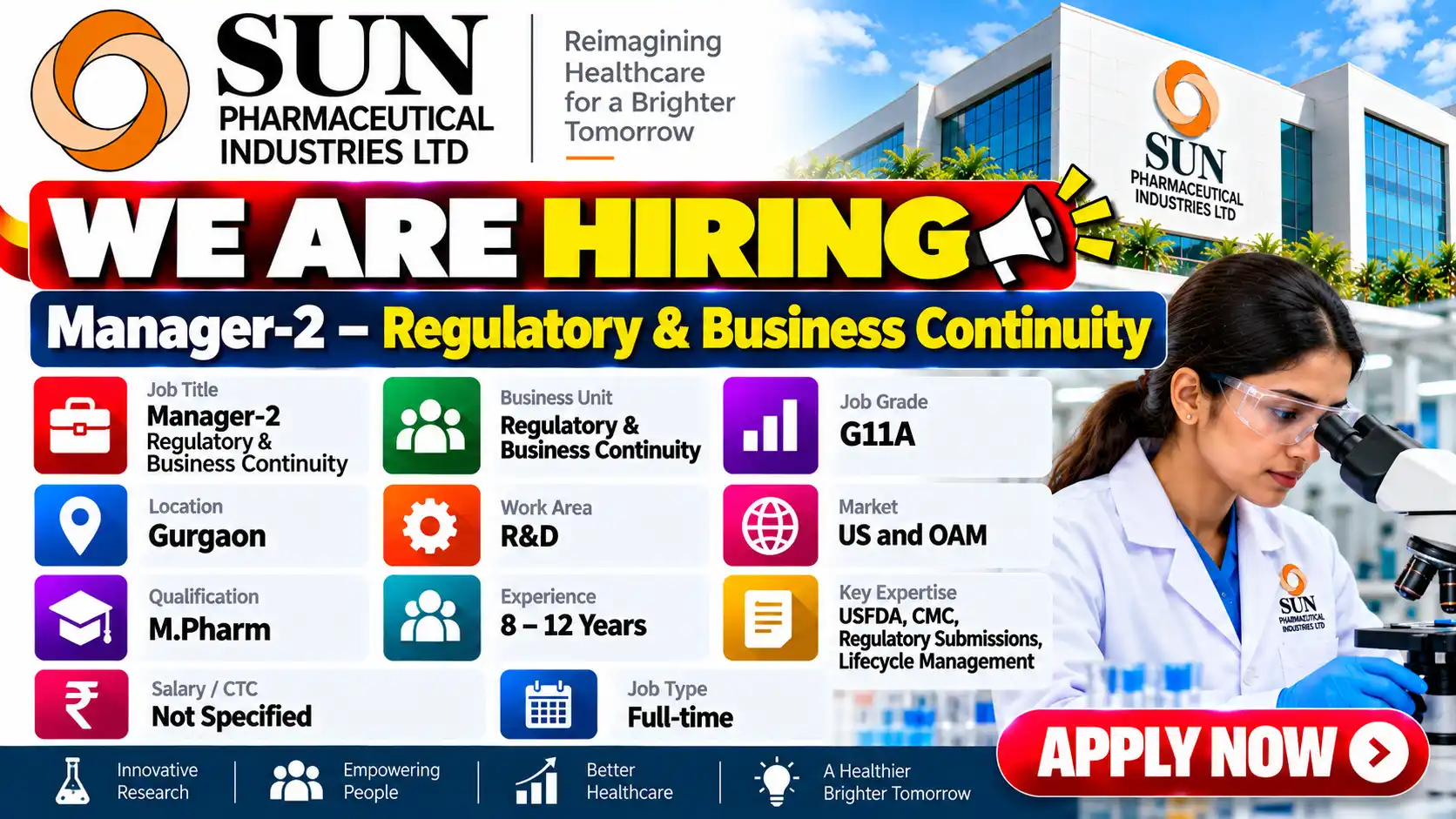 Sun Pharma Hiring Regulatory & Business Continuity Job