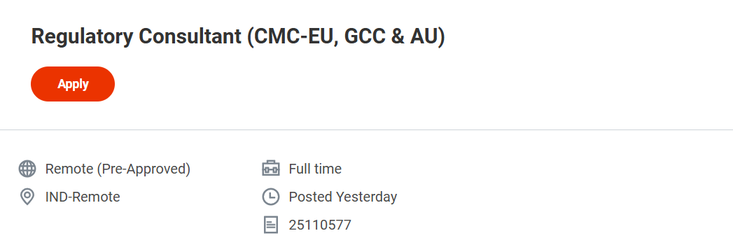 Role Model Document Remote Jobs Hiring Regulatory Consultant CMC Role