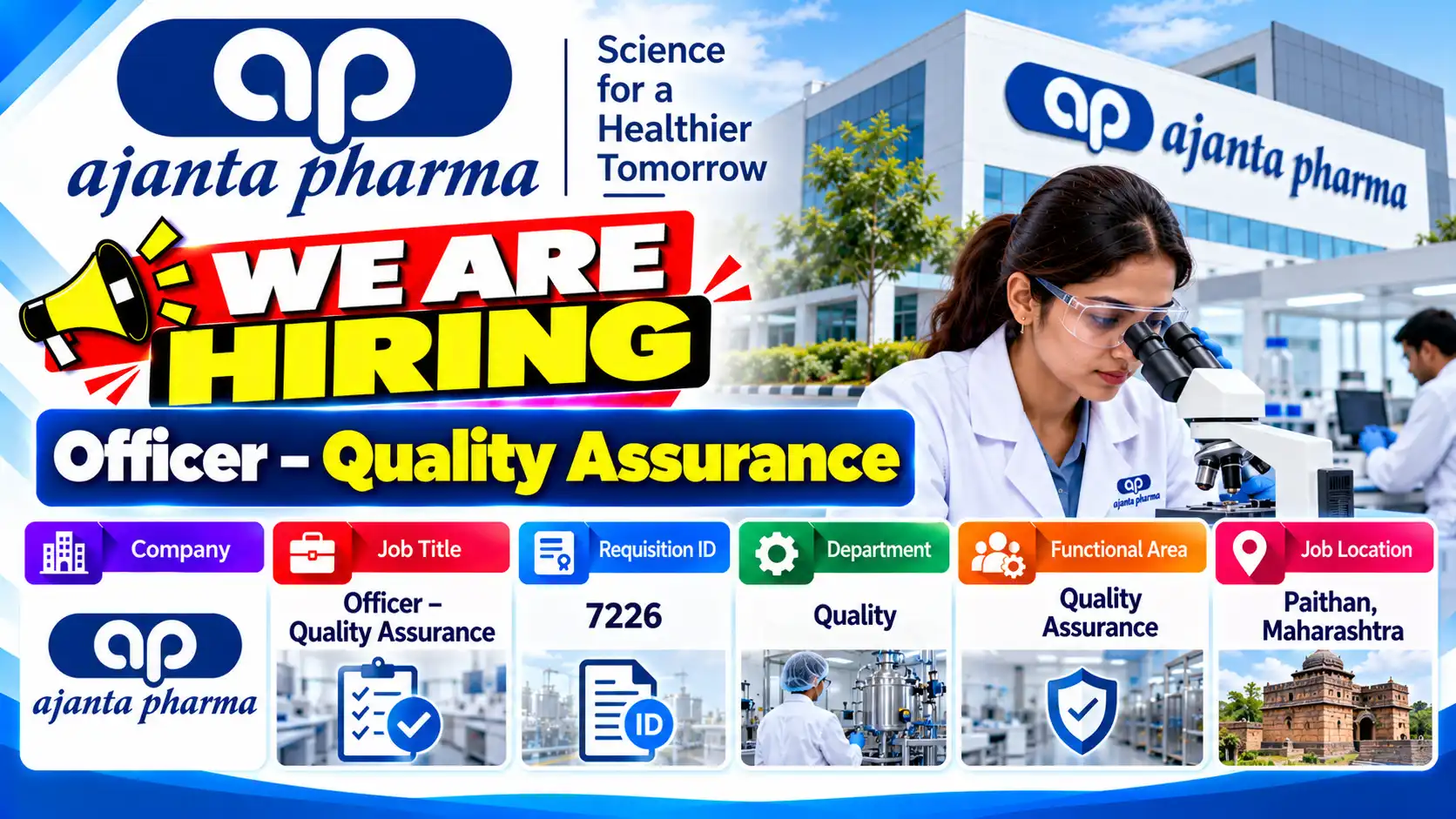 Ajanta Pharma Hiring Officer – Quality Assurance Job