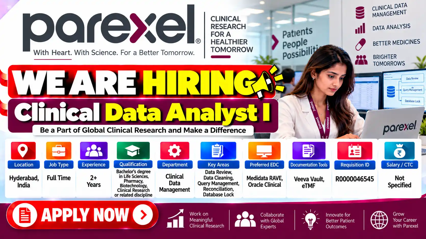 Parexel Hiring Clinical Data Analyst Job in Hyderabad