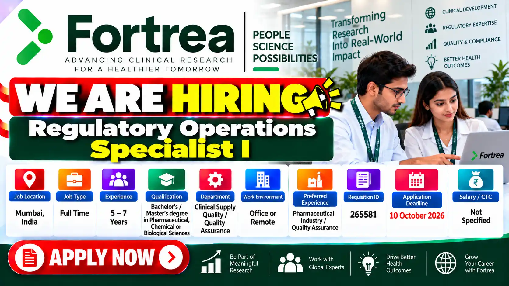 Regulatory Operations Specialist Job in Mumbai at Fortrea