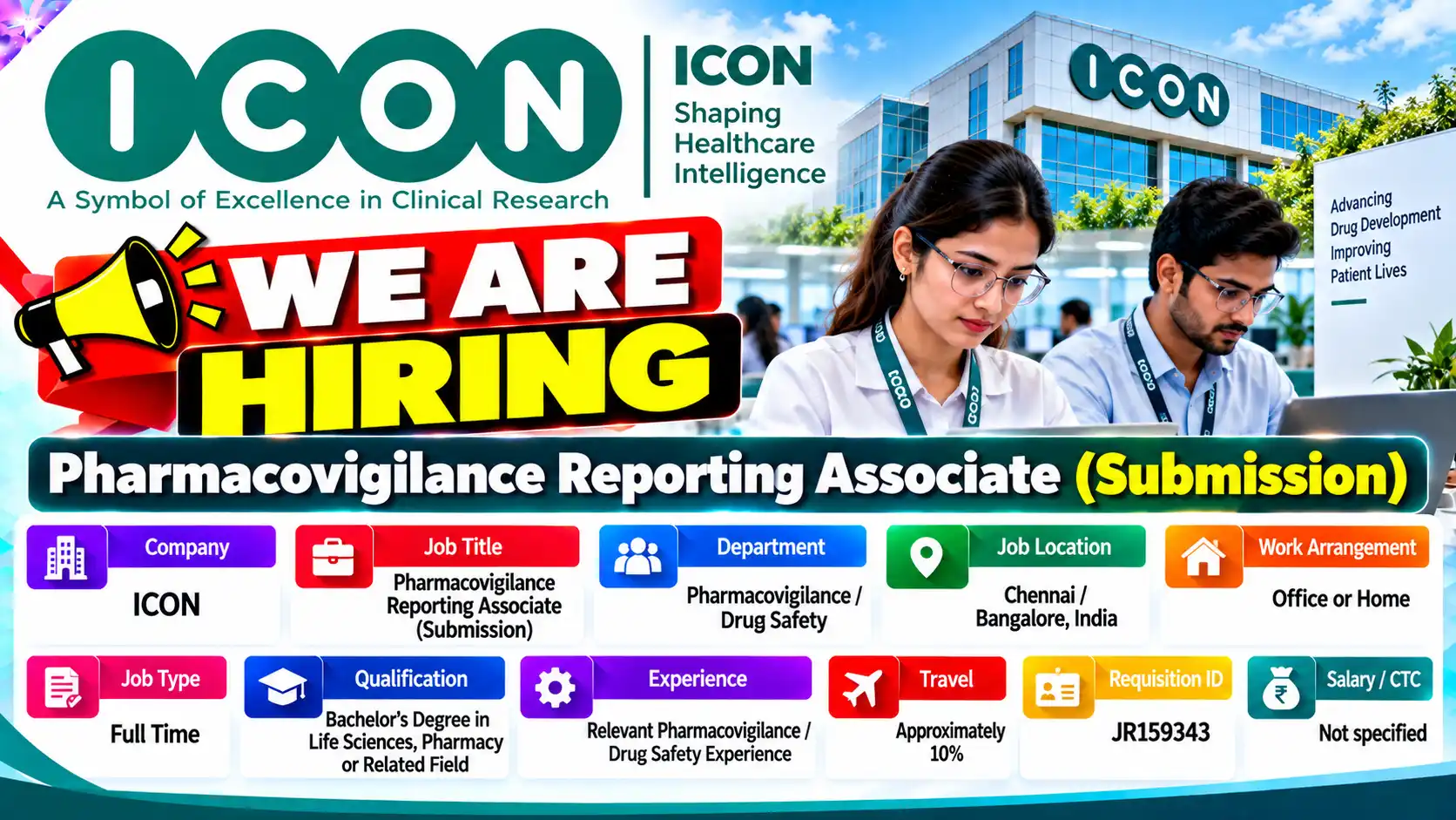 ICON Hiring Pharmacovigilance Reporting Associate Jobs