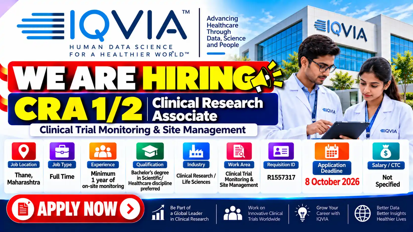 IQVIA Hiring Clinical Research Associate Job in Thane