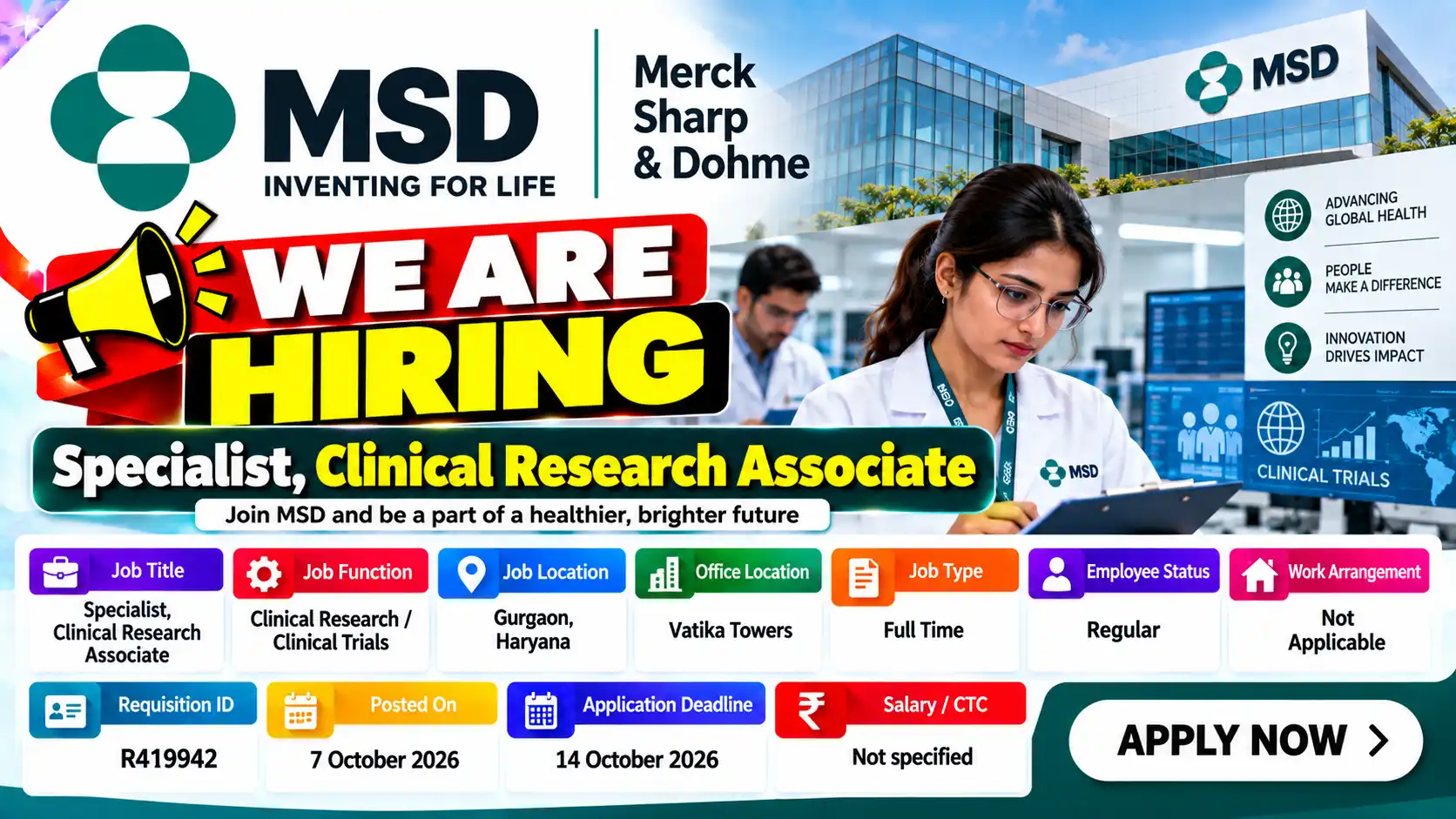 MSD Hiring Specialist Clinical Research Associate Job