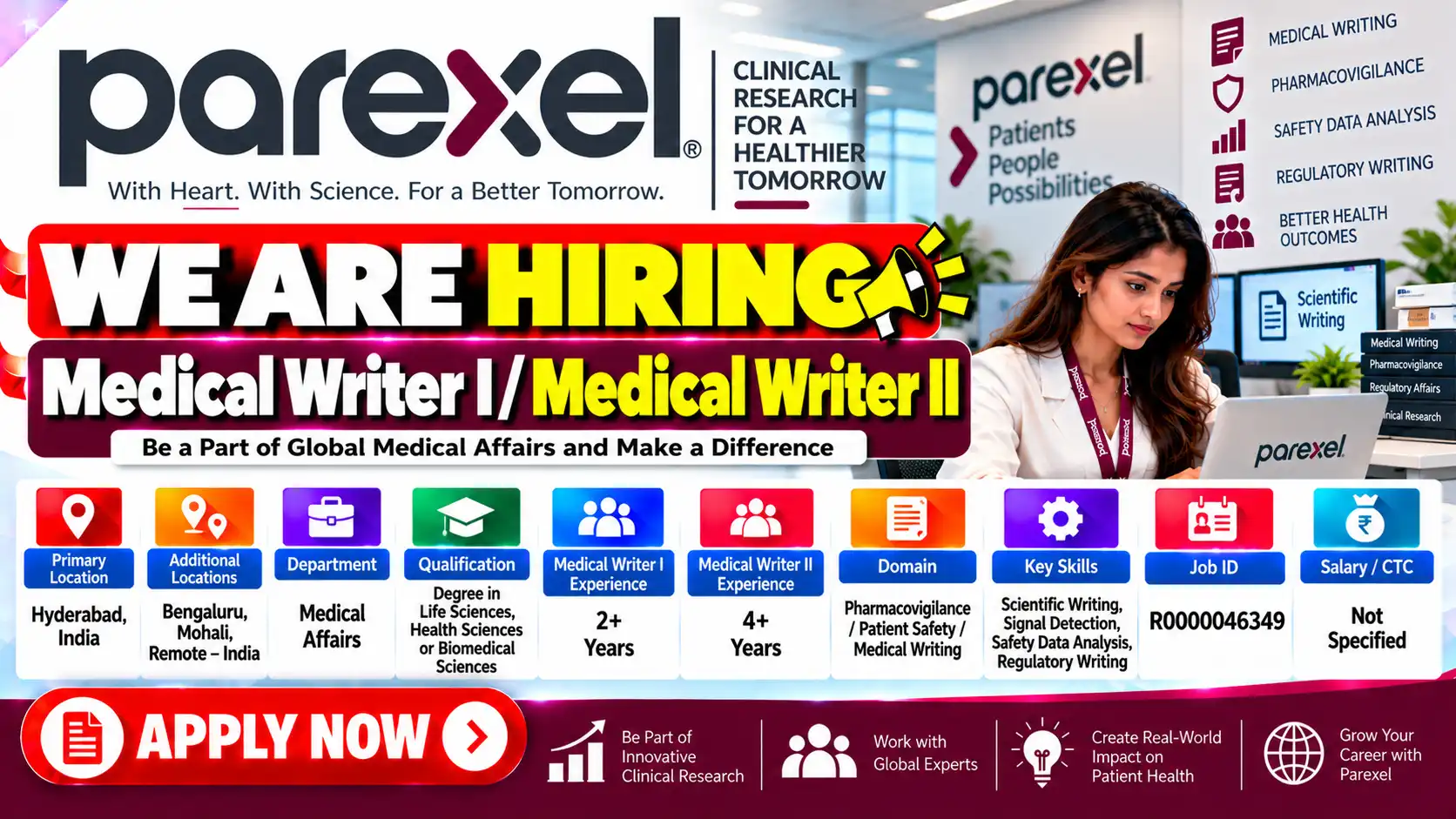 Parexel Remote Hiring Medical Writer Jobs in India