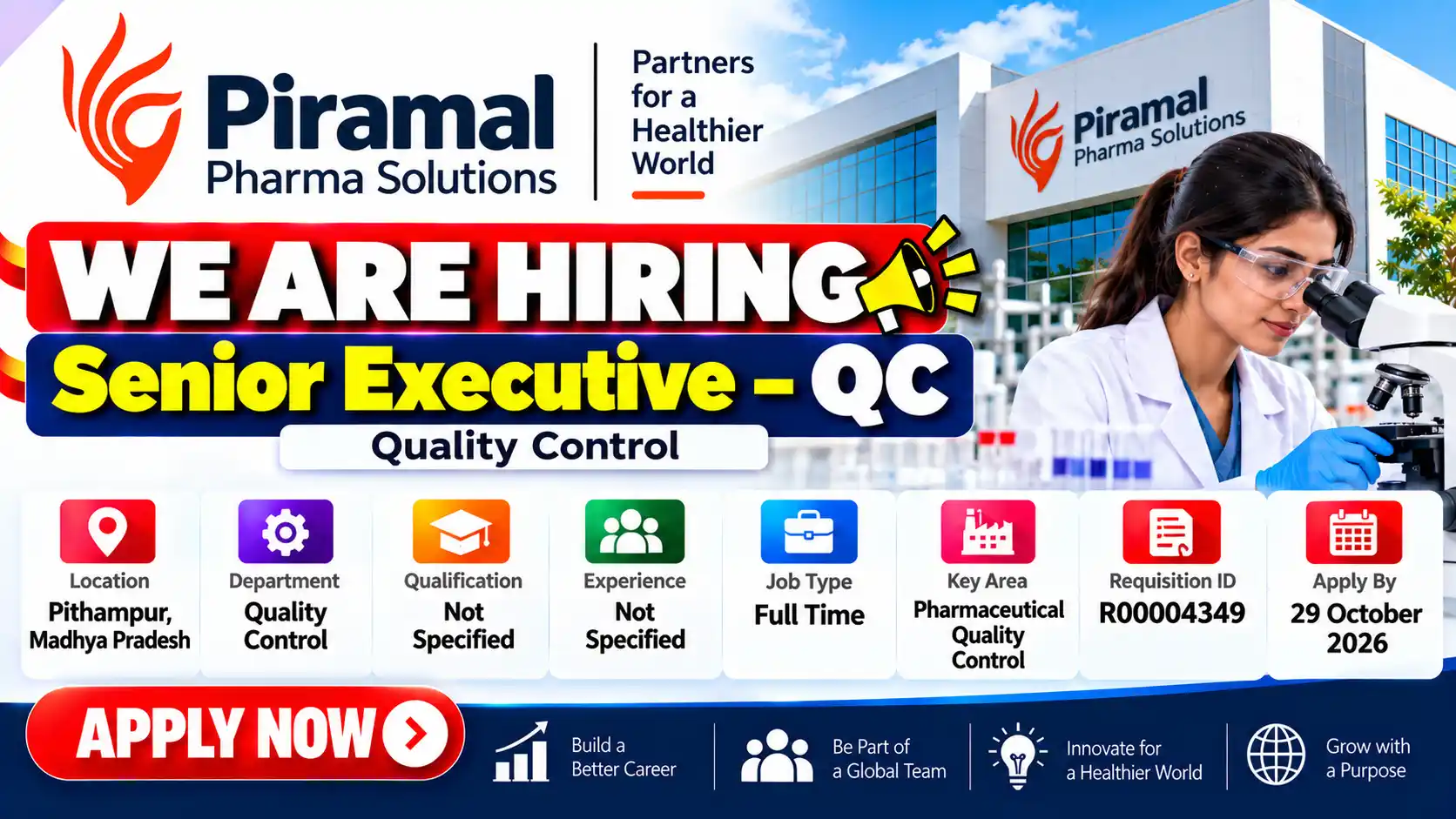 Piramal Pharma Hiring Senior Executive QC Job