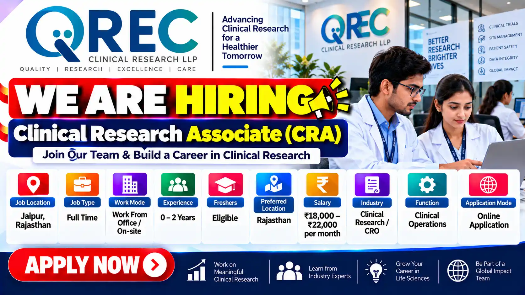 Freshers Hiring Clinical Research Associate Jobs in Jaipur