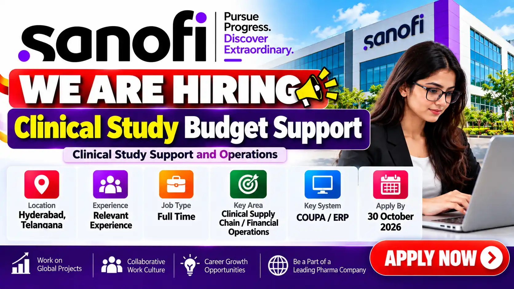 Sanofi Hiring Clinical Study Budget Support Job in Hyderabad