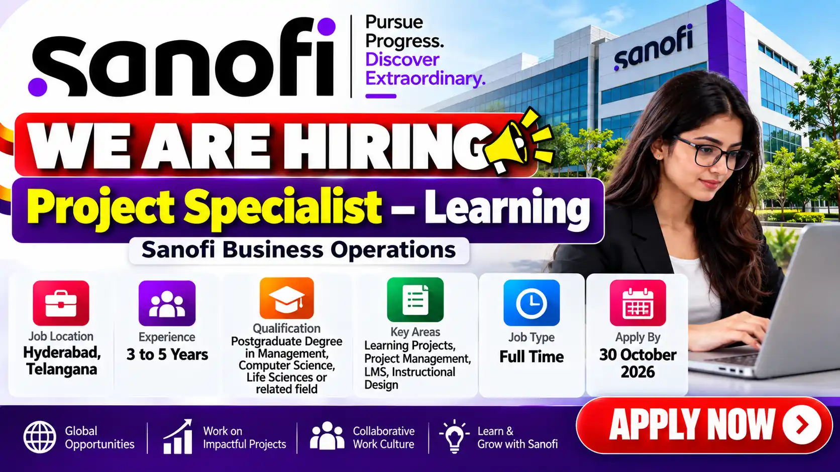 Sanofi Hiring Project Specialist Learning Job in Hyderabad