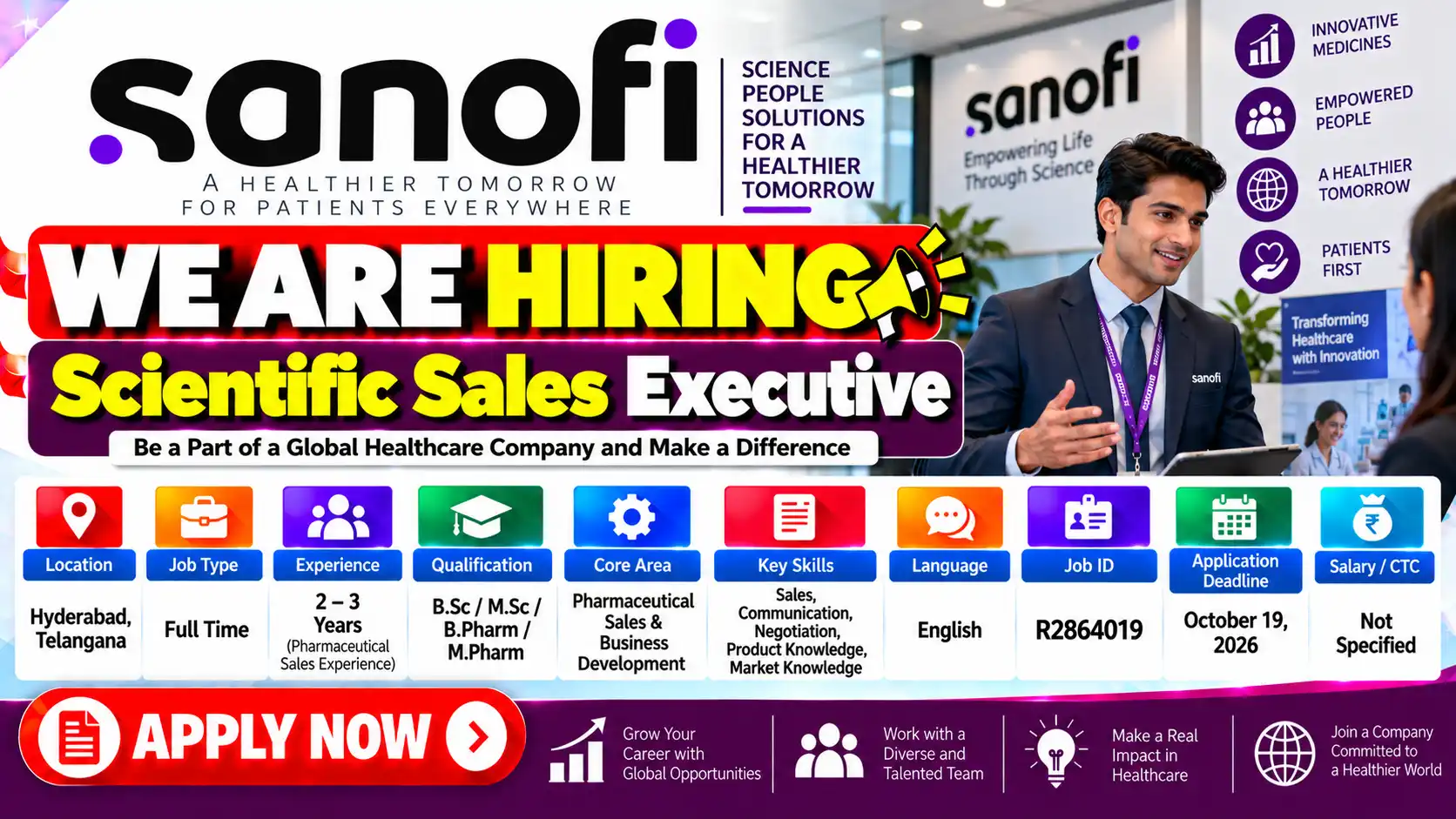 Sanofi Hiring Scientific Sales Executive Job in Hyderabad