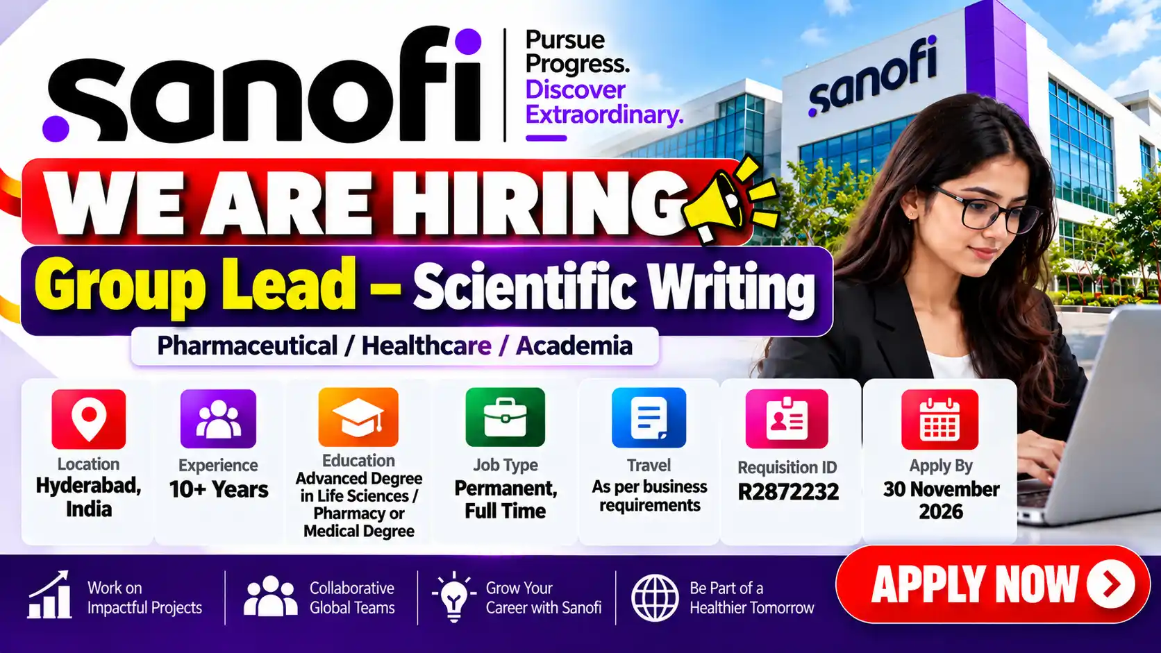 Sanofi Hiring Group Lead – Scientific Writing Job