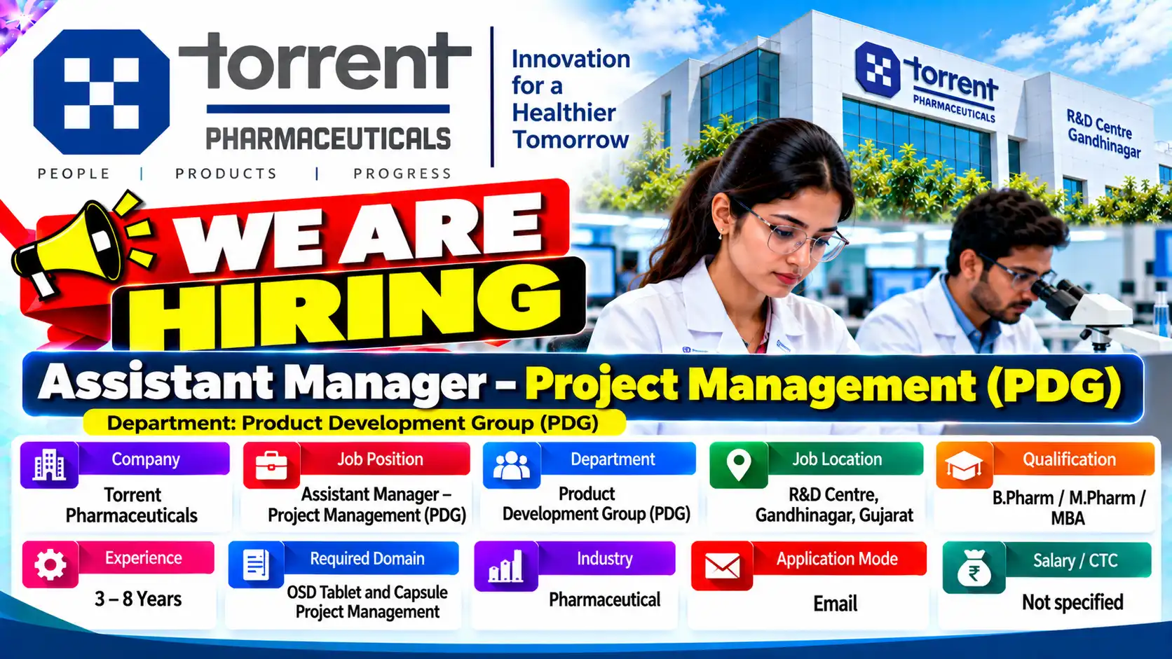 Torrent Pharma Hiring Assistant Manager Project Management-PDG Job