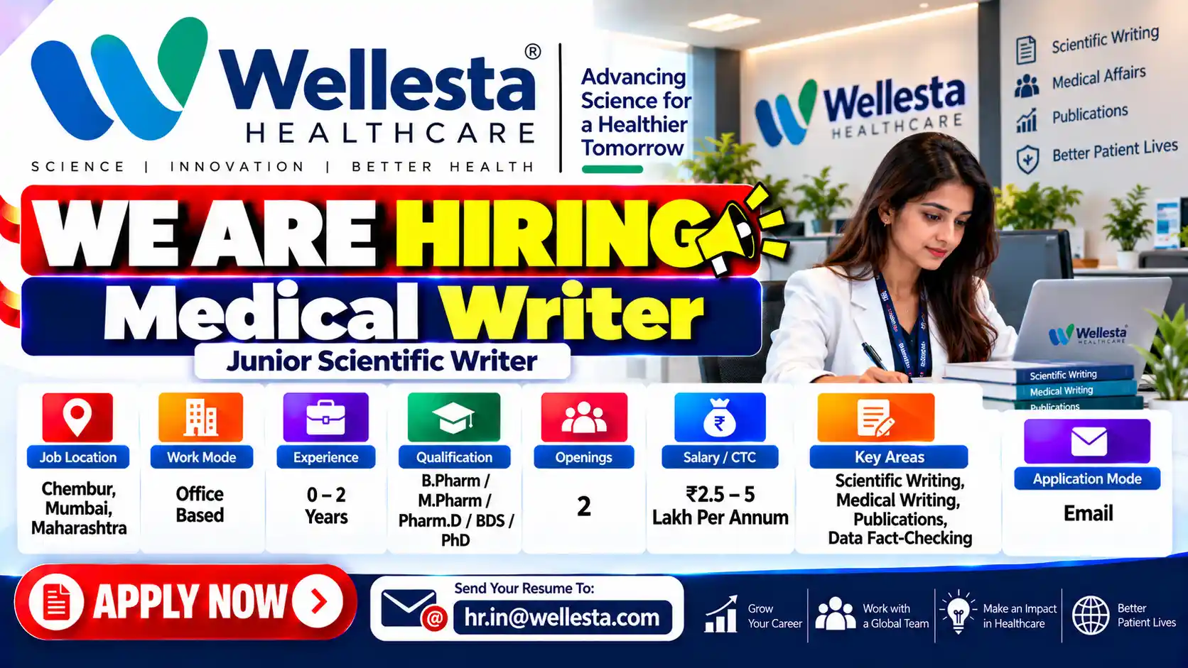 Medical Writer Job in Mumbai at Wellesta Healthcare